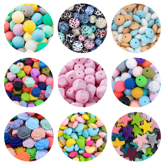 Wholesale silicone beads 15mm bulk baby teether pacifier chain