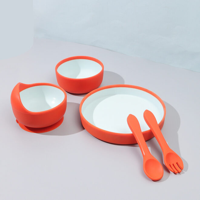 New design two color silicone baby feeding bowl set