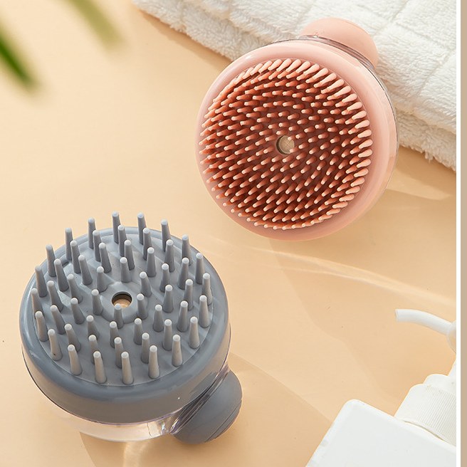 Customizable multifunctional scalp massage brush that can hold shower gel