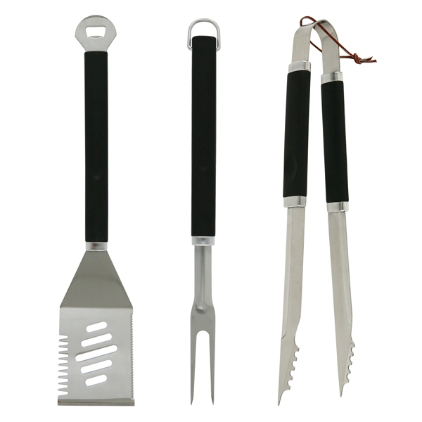 Mr. Bar-B-Q - Plastic Finger Grip 3 Piece Grilling Tool Set