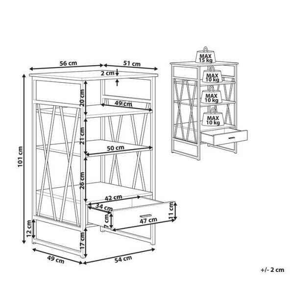 Single draw three layer rack