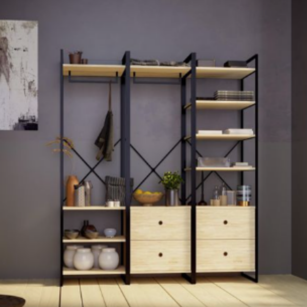 2 meter high wardrobe with four layers and two pumps